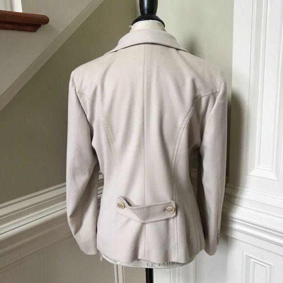 Max Mara Blazer Jacket Coat Womens 14 Beige Tan Wool Two Button Single Breasted - Picture 10 of 11